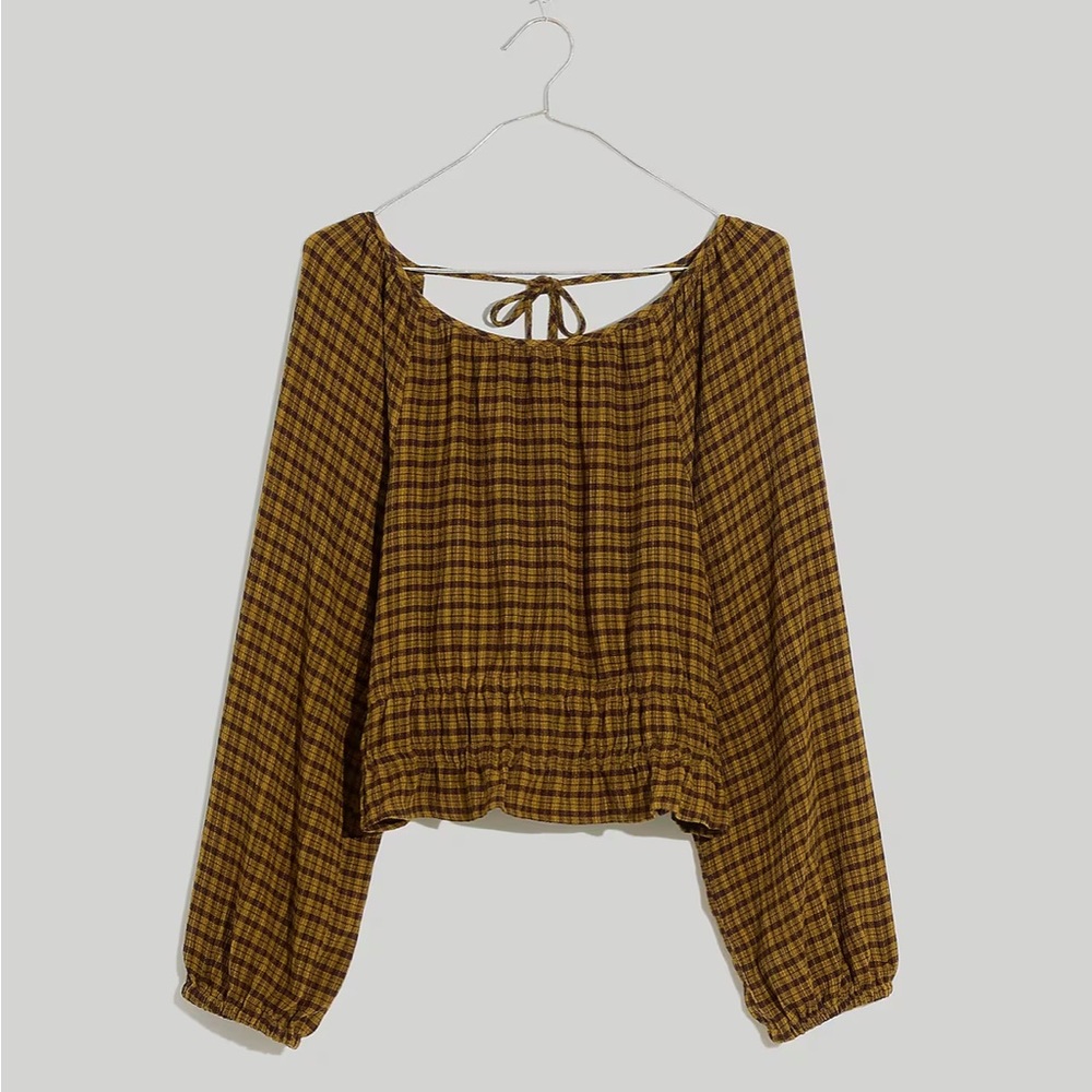 Tie-Back Cutout Top in Plaid - Picture 4 of 8